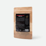 CBD thee met aardbei en appel - achterzijde van de zak met ingrediënten en barcode