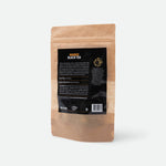 CBD zwarte thee met mango - achterzijde van de zak met ingrediënten en barcode
